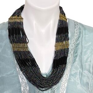 Multi-Strand Beaded stacked Statement Necklace boho tribal